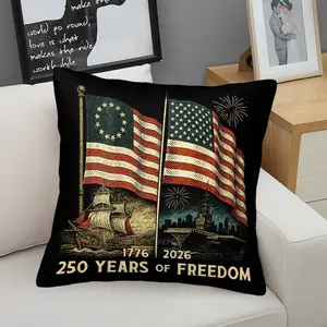 American 250th Anniversary Retro Print Freedom Heritage Nautical Memorial Throw Pillow with Inner, 45cm Square Zippered Pillow for Sofa Car Seat Bedroom Decor, Perfect Gift for Sailing & Military Enthusiasts