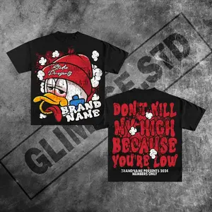 Vintage Graphic"DON'T KILL MY HIGH BECAUSE YOU'RE LOW" Tops Tshirt streetwear, Y2K style Casual Cotton Classic Crewneck DesignTees