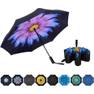 Inverted Umbrella Double Layer Automatic Folding Reserve Umbrella Windproof UV Protection for Rain  Travel Outdoor Men Women