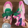 Women's Color-Block Breathable Casual Sport Sneakers, Low-Top Skate Shoes with Round Toe, Comfortable EVA Sole for Daily Travel, Beach and Outdoor Activities, Breathable Sports Sneakers