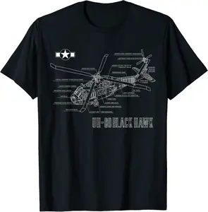 American Military Aircraft UH 60 Black Hawk Helicopter T-Shirt - Hassanba Shop 54B09Q2XPFWZ