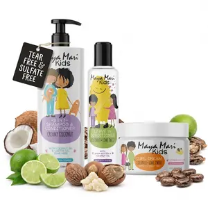 Maya Mari Kids - Curly Hair Kids Must Have 3-Piece Set - Kids 2-in-1 Shampoo and Conditioner, Curl Cream, and Leave-In Conditioner