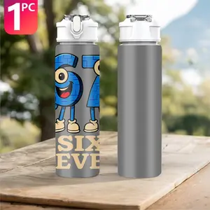1pc 67 Plastic Water Bottle Tumbler | Six Seven Printed Design, Flip Top, Reusable, 25oz 750ml Lightweight Leak Proof Travel Drink Bottle, Ideal for Birthday, Christmas, Halloween, Thanksgiving Gifts