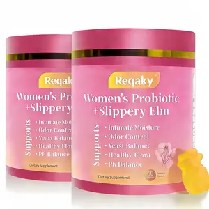 Women's Probiotics Gummies Hawaiian Pineapple Blend with Slippery Elm Prebiotics Lactobacillus for pH Balance & Dryness 60 Count Edible Supplement - Fitness