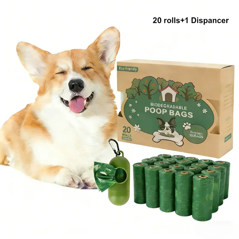 Eco Friendly Dog Poop Bags Multi-Pack - 300pcs/20 Square Rolls, Extra Thick, 100% Leak-Proof, Degradable, Scented, Odor Seal, Easy Handling, Portable Pet Waste Cleanup for Daily Walks, Trips (Eco Friendly Products)