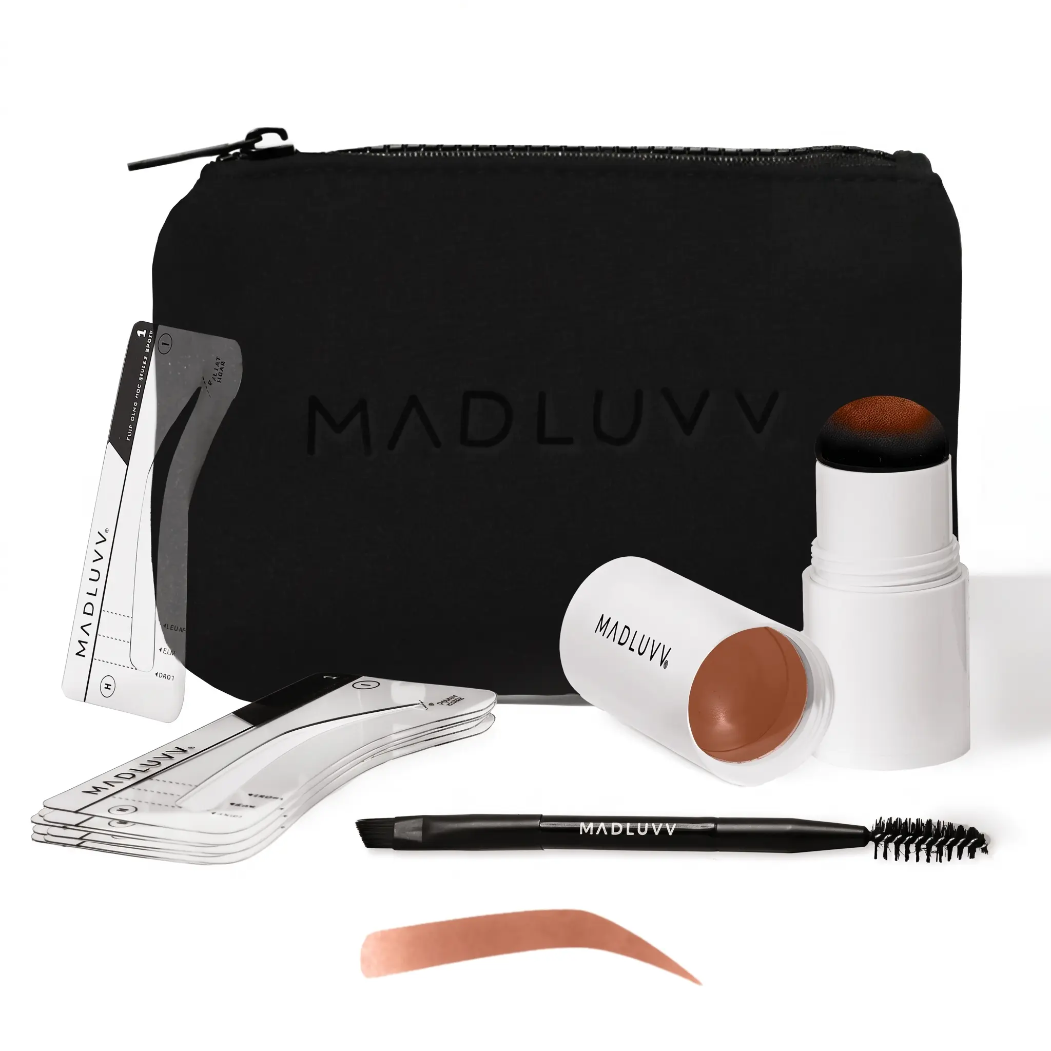 MADLUVV True Red Brow Stamp Kit - Waterproof & Smudge-Proof Eyebrow Makeup with 9 Customizable Stencils for Red Hair
