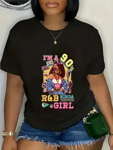 100% Cotton Unisex I'm A 90s Kinda Girl Rnb Hip Hop Soul Music T-Shirt Graphic Vintage Casual Round Neck Tshirt