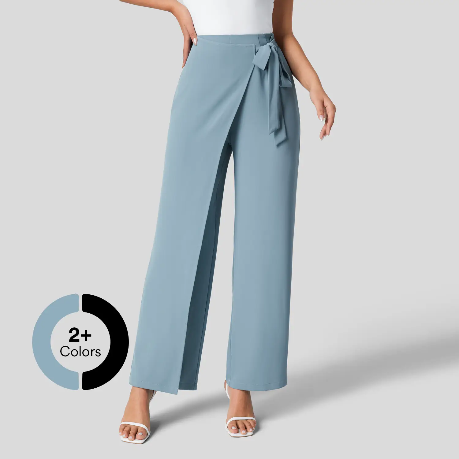 Halara High Waisted Tie Side Invisible Zipper Wide Leg Work Suit Pants business pants semi pants#TikTokShopBacktoSchool