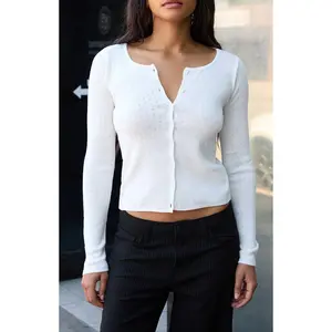 John Galt Women's White Athelia Pointelle Cardigan