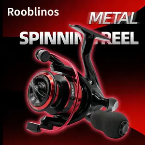 Rooblinos RYG-E Red-Black META Spinning Reel | 5+1 Stainless Steel Bearings | 53lbs Max Drag | Smooth Casting | Lightweight Durable Body | Large Aluminum Spool | Fresh & Saltwater Fishing Reel for Bass, Trout & Big Game Fish