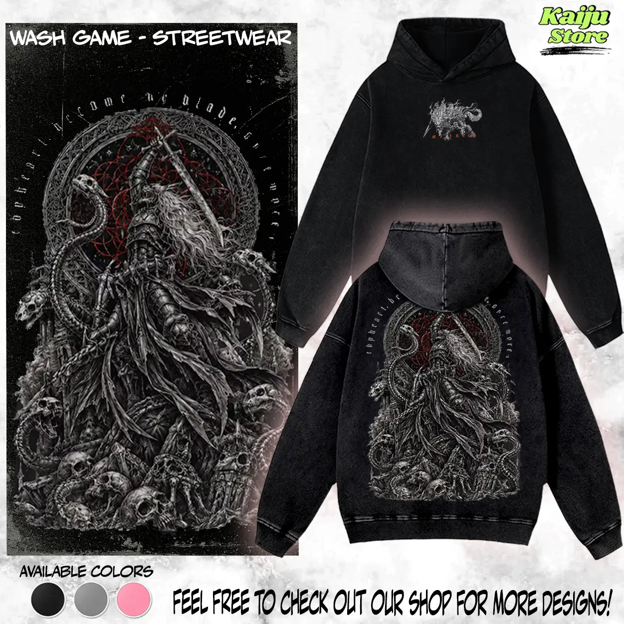Elden Ring - Maliketh Vintage Washed Hoodie | Sweatshirt | T-Shirt | Tanktop , Retro Gaming Gothic Graphic Tee Faded Dark Fantasy Y2K Merch Unisex Gift For Him Her & Gift For Fan, Graphic Streetwear T-Shirt Gift