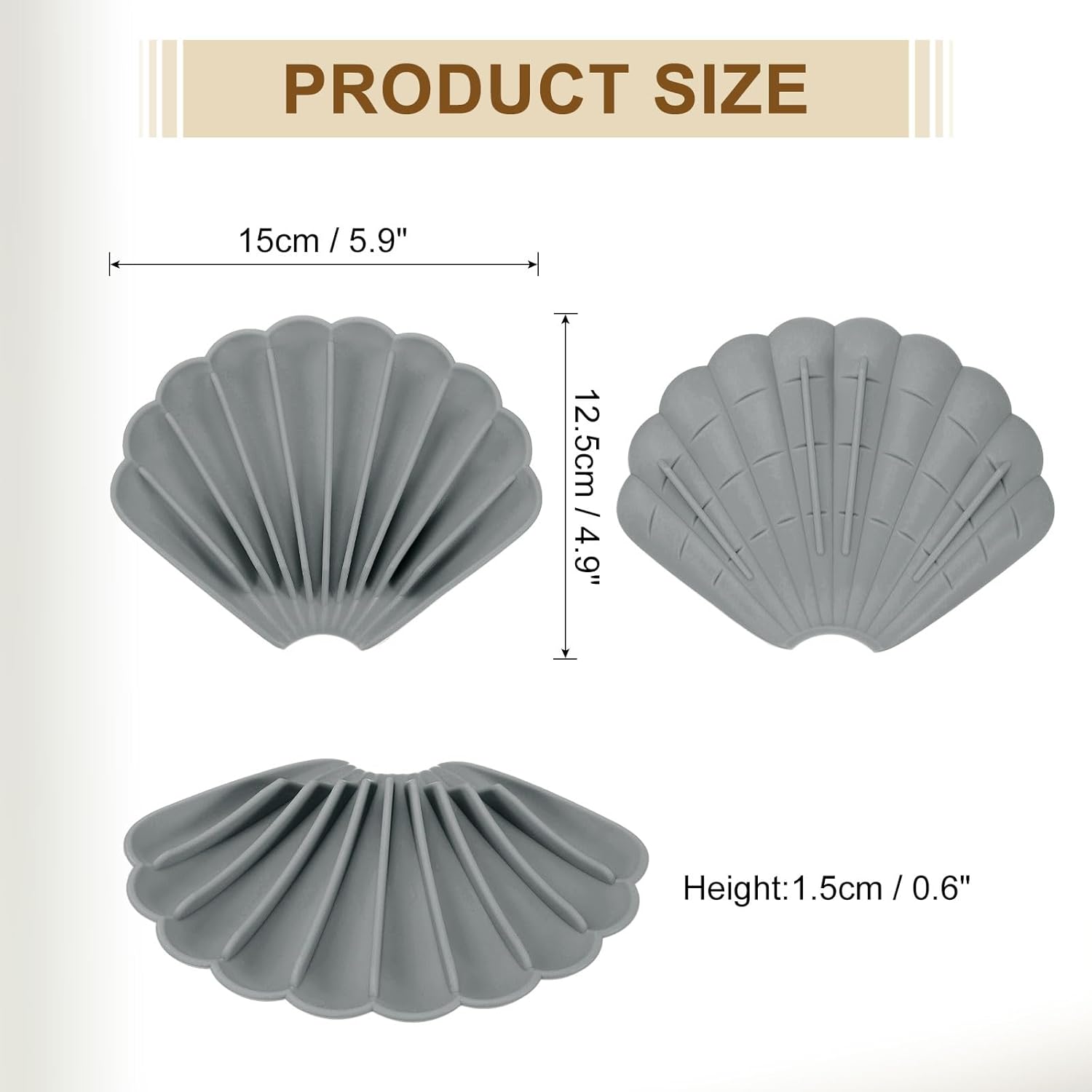 2Pcs Small Soap Dish, Silicone Bathroom Soap Holder Shell Shape Bar Soap Dish Self-Draining Soap Tray for Shower, Bathroom, Kitchen, Counter Top (Grey) 2Pcs Small Soap Dish, Silicone Bathroom Soap Holder Shell Shape Bar Soap Dish Self-Draining Soap Tray for Shower, Bathroom, Kitchen, Counter Top (Grey)