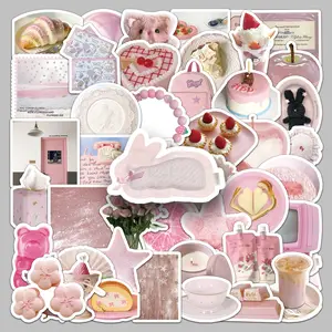50 pcs pink style, high appearance level, cartoon creative and beautiful stickers, travel box, refrigerator, water cup, scooter and car stickers