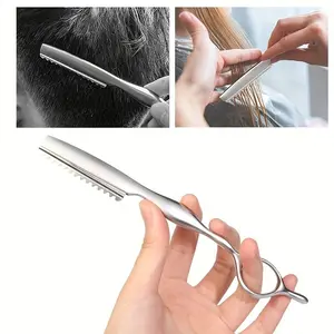 Stainless Steel  Hair Razors Barbers Salon Straight Shaving Face Razor,Texturizing Cutting Razor for Salon and Home,10 PCS Sharp Blades Included, Manual Shaver, Barber Shaver Set