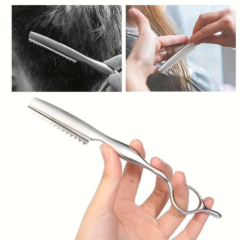 Stainless Steel  Hair Razors Barbers Salon Straight Shaving Face Razor, Head Face Shaver, Texturizing Cutting Razor for Salon and Home, Hair Shaving Tool,10 PCS Sharp Blades Included, Manual Shaver, Barber Shaver Set