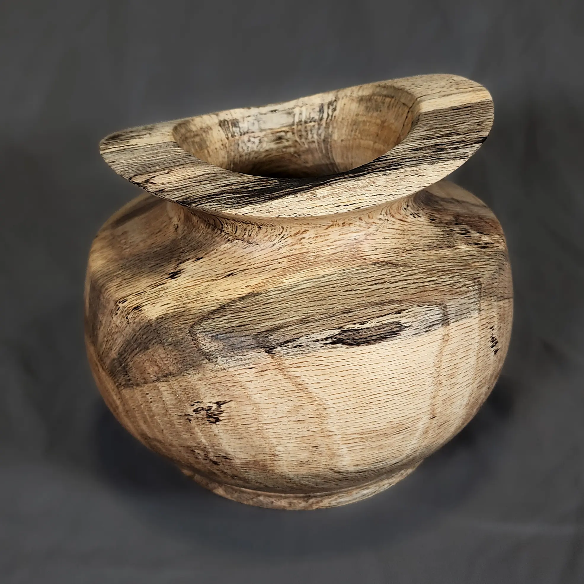Hand Turned Oak Vase #V124 - Unique Handcrafted Design with Natural Wood Grain