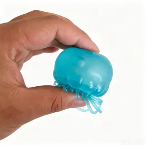 Soft and squishy jellyfish toy filled with glitter gel, perfect for finger sensory play and stress relief.