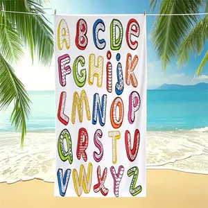 Artistic Graffiti Alphabet 26 letters A-Z Beach Towel, Bohemian Fun Design, Soft Quick-Dry Absorbent Sand-Resistant Microfiber, Kids' Pool Learning Essential, Must-have for Parent-child Vacation