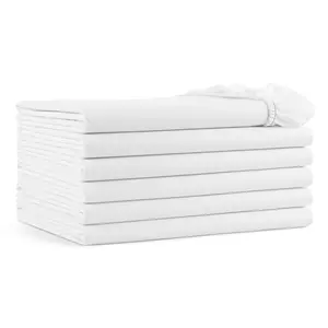 Host & Home Cotton Sateen Fitted Sheets, White, Fitted 15” Deep Pocket, Color-Coded Hem - Size Options - Twin, Twin XL, Full, Queen, King, 6 Pack or Case of 24