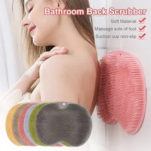 Shower Foot & Back Scrubber, Massage Pad, Silicone Hands Free Back Scrubber for Shower, Shower Back Scrubber Wall Mounted with Suction Cups, Back Washer Body Brush Foot Massager Pad