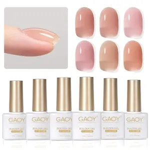 GAOY Builder Gel Set for Nails, Milky White Pink Nude Sheer Jelly Nail Strengthener, Soak Off Nail Extension Hard Gel, Rose Jelly, Base Coat Top Coat Needed Uv Manicure nails