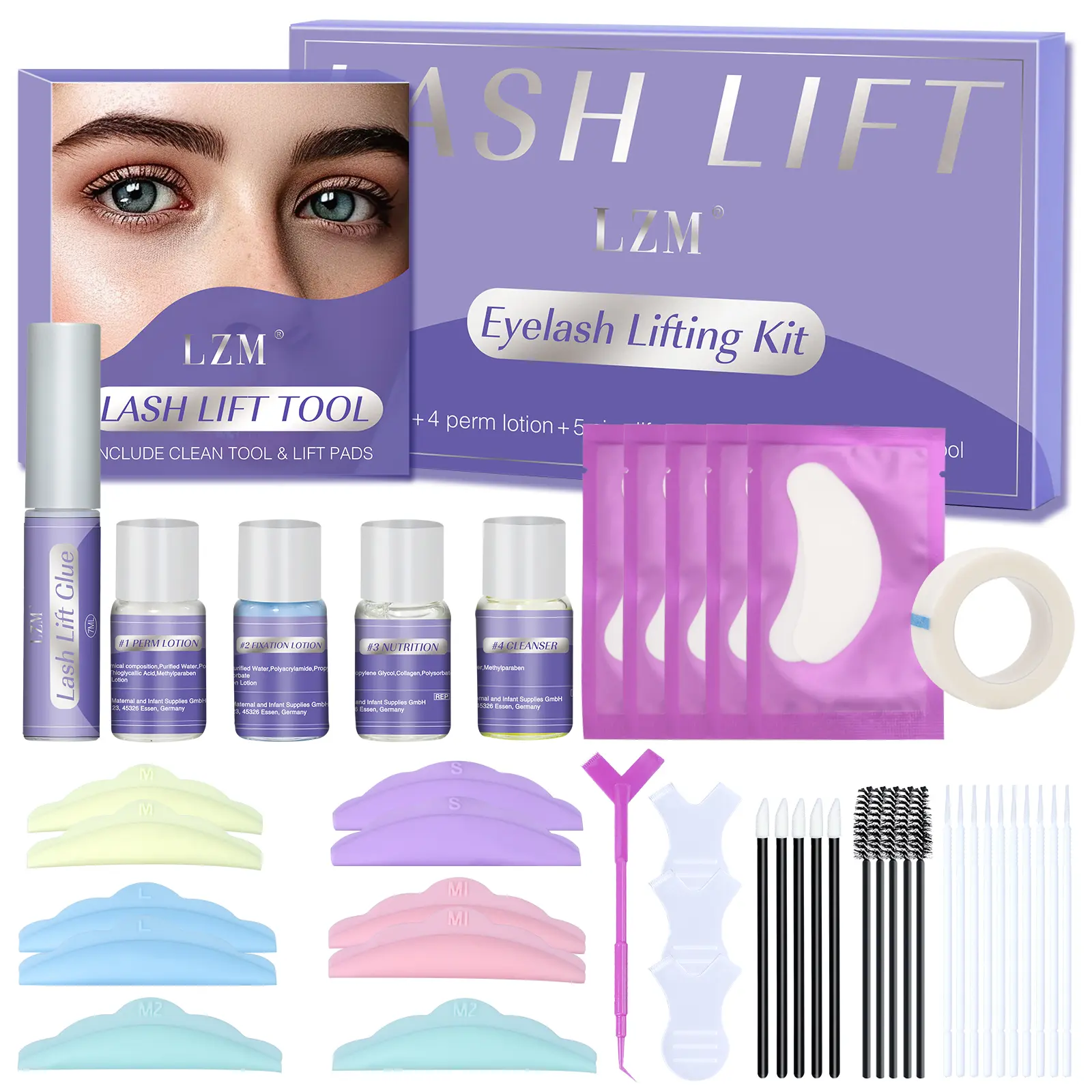 Lash Lift Kit Perm Kit - LZM Professional Lash Lift Kit, Brow Lamination Kit, Easy to Apply and Long Lasting Finish Suitable for Salon Use Lashes Lift
