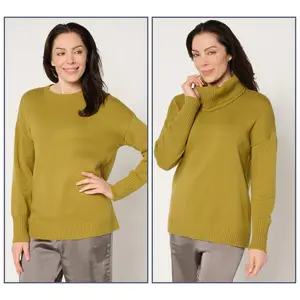 by Stacy London Cotton Sweater with Removeable Cowl Neck