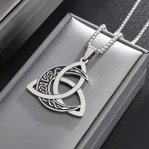 Moon Witch Knot Necklace Stainless Steel Triangle Knot Wrap Box Chain Fashion Accessories Daily Matching