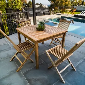 Telluride 4-Person Natural Teak Outdoor Square Dining Table 39"