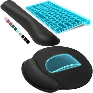Ergonomic Keyboard Wrist Rest, Memory Foam Wrist Rest for Computer Keyboard, Mouse Pad Set for Easy Typing & Pain Relief for Office & Home, Black