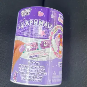 APHMAU Sticki Roll Bracelets with 50 Holographic Stickers 18 Beads Elastic Cord Charm Tag Collector's Manual