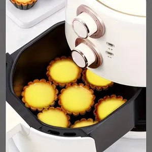 6/12pcs 2.5 Inch Non Stick Corrugated Egg Tart Molds, Carbon Steel Baking Molds, Cake Egg Tart Pudding Flower Molds, Easy Release Design