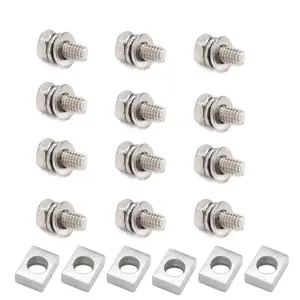 cSeao 12-Pack M6 x 10mm Motorcycly Battery Terminal Bolts Square Nuts, 304 Stainless Steel