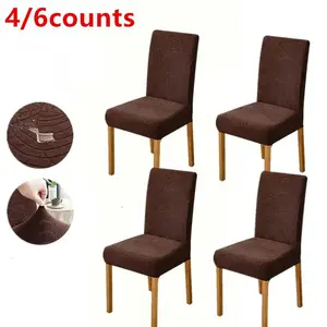 Solid Color Jacquard Knits Chair Slipcover, Modern Waterproof Chair Cover, Dust-proof Chair Cover for Dining Room Kitchen, Chair Covers Set