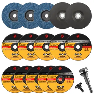 16pcs 3 Inch Cut-off Wheel Grinding Flap Discs Kit With 3/8" Arbor 1/4" Stem Mounting Mandrel Accessories Drill Attachment  Metal Stainless Steel Wood AndQuesear