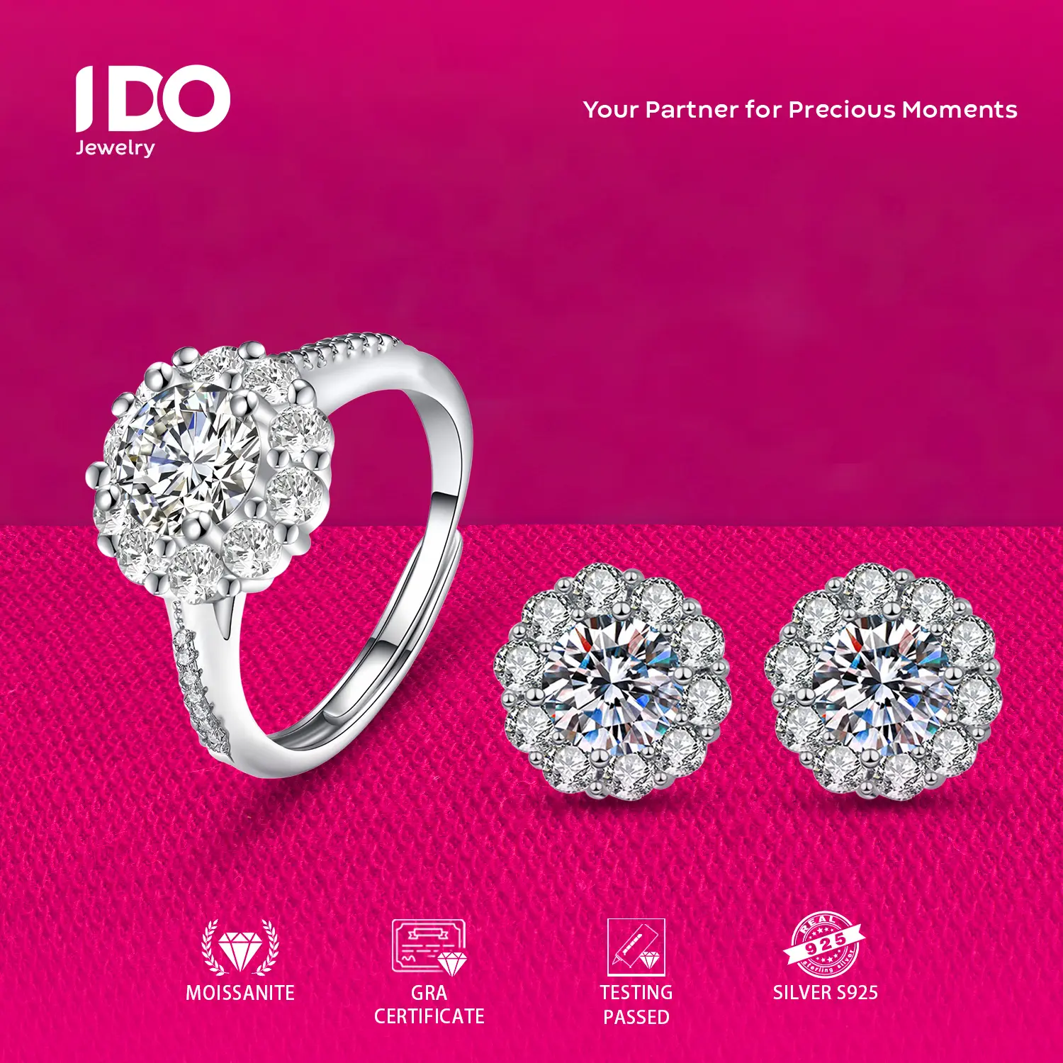 [Crazy Sale] FS-D48 Six Prong Ring Moissanite Platinum Women Accessories Elegant Beautiful Luxury Aesthetic Jewelry I DO Adjustable Beautiful and Luxurious Wedding Couple Jewelry Official D46