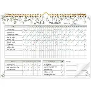 Habit  Calendar-12 Months Undated Daily Weekly Goal and Habit  Journal Planner with Spiral Binding, Boost Productivity Tool and Workout Calendar, 11.7"*8.5"