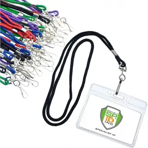 25 Pack - Premium Name Tag Badge Holders with Lanyards - Horizontal Clear Plastic Card Pouch and Lanyard Holder for School