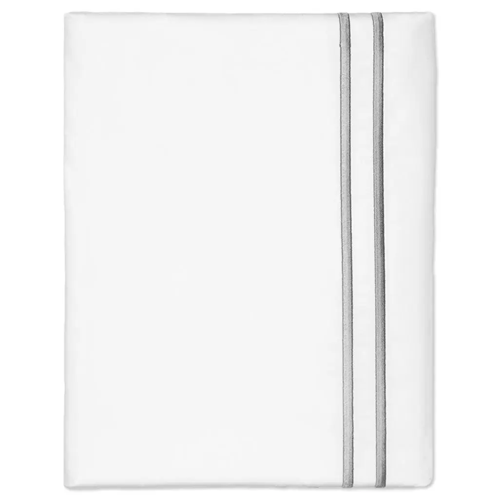 Grey Lines Embroidered Pillowcase Pair