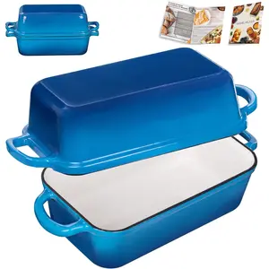 Cast Iron Loaf Pan with Lid, Loaf Pans for Baking Bread 9x5 Inch, Bread Baking Pan for Homemade Bread|Sourdough with Golden Crispy Crust (Marseille)