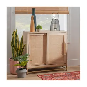 Linon Home Fielding Natural Rattan Cabinet withSliding Doors