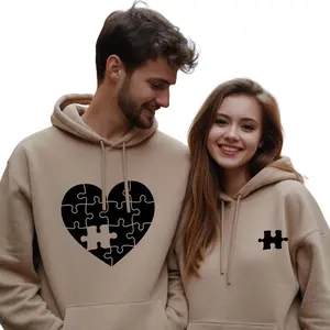 Puzzle Heart Couple Hoodie Set – Matching Hoodies for Him & Her – Heart Puzzle Graphic Sweatshirts – Cute Romantic Outfit & Perfect Gift for Couples