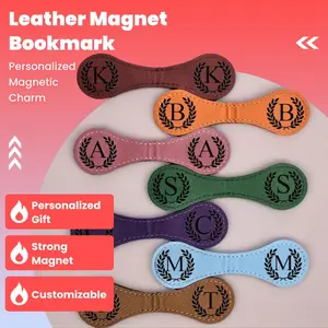 Personalized Leather Magnetic Bookmark Initilas Engraving Custom Gift for Book Lovers  Strong Hold for Softcover Books Ideal for Birthday or Holiday