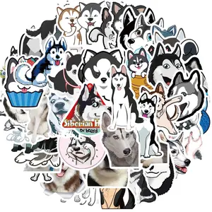 Cute Funny Siberian Husky Dog Sticker, 50pcs/set Dogs Vinyl Sticker for Laptops, Water Bottles, Phone, Cartoon Animals Gifts Sticker, Bumper Stickers Decals, Decorative