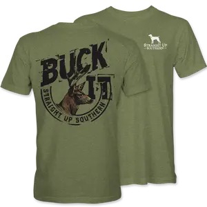 Straight Up Southern Buck It Tee with Whitetail Buck Hunting Design 100% Cotton Preshrunk Jersey Classic Fit