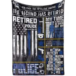 Police Retirement Gifts for Men, Retirement Gifts for Police Officers Men, Bed Flannel Plush Blankets (50"x 65") - The Legend Has Retired