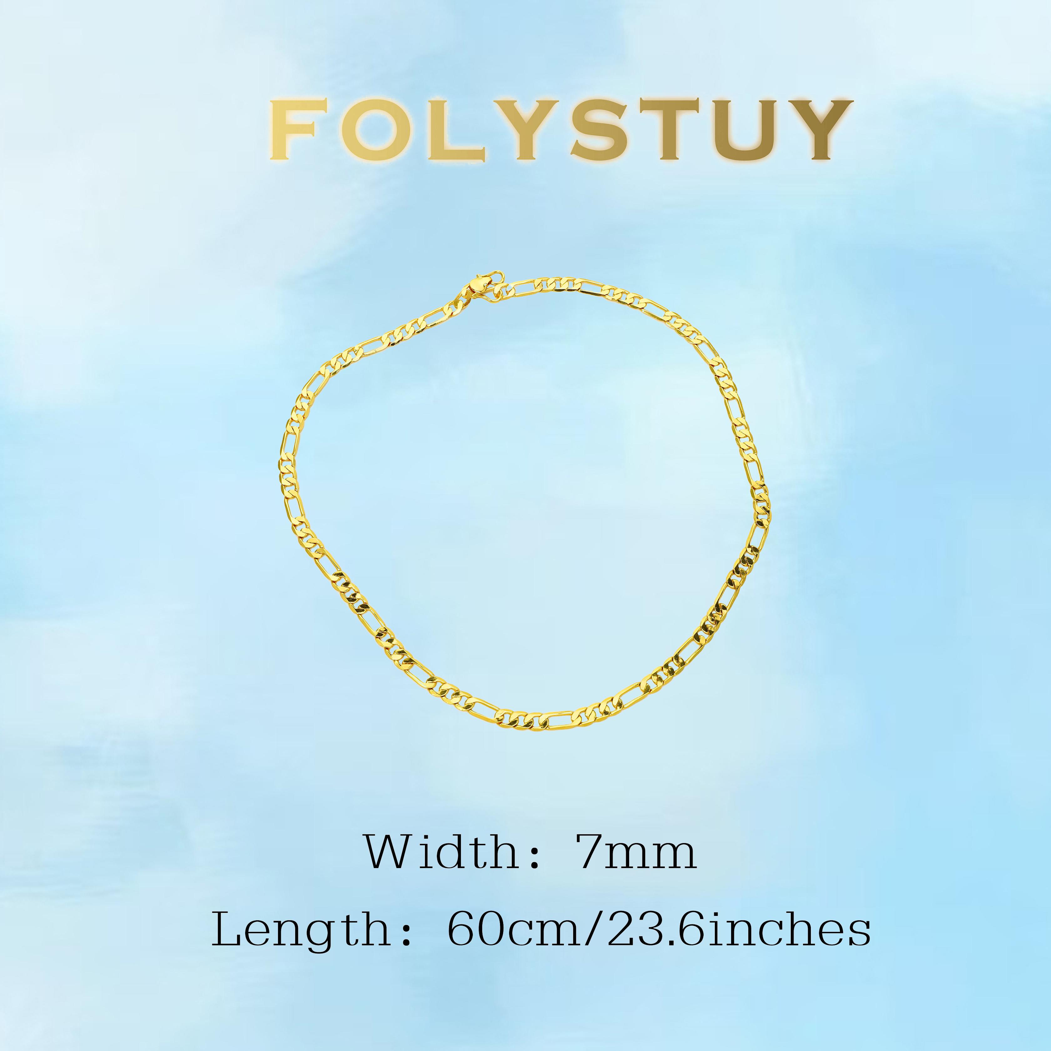 [FOLYSTUY (Y128)]Classic Figaro Link Necklace, 0.28" Width 23.6" Length Everyday Wear Accessory
