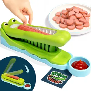 CrocoDicer: Fun Hot Dog Cutter That Lets Kids Cut Their Own Hot Dogs Safely. One Press = 24 Bites. Even Picky Eaters Will Love Dinner Time. 100% Kid and Crocodile Safe (Not Approved by Alligators).