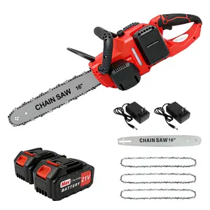 16" Cordless Chainsaw – Brushless Power Chain Saw with 2-Pack 3.0Ah Batteries & Dual Chargers, 3 Chains & Guide Bar for Extended Runtime Tree Cutting & Pruning