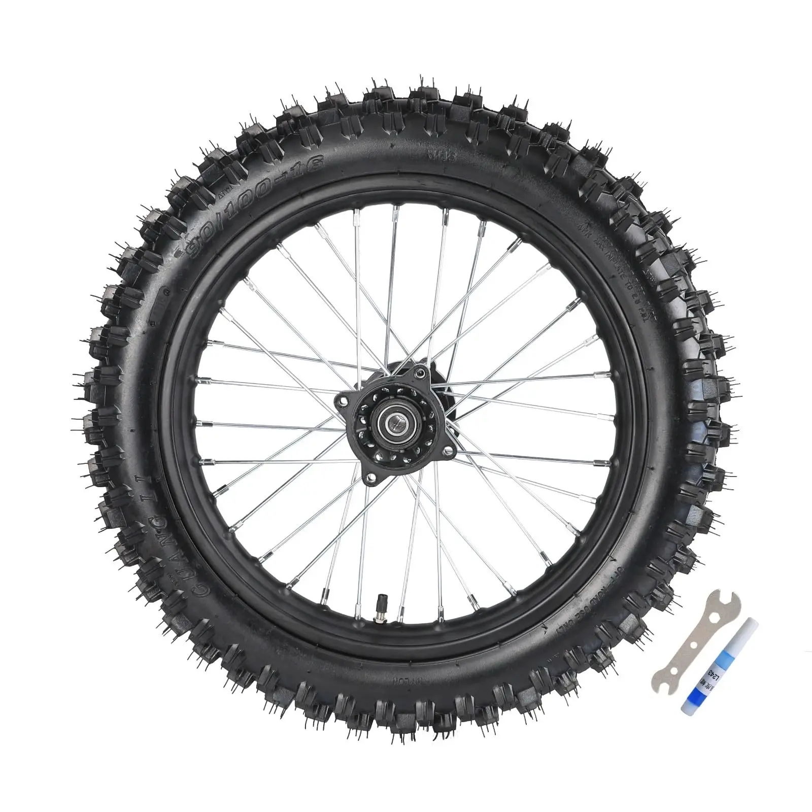 16" Rear Dirt Bike Wheel 90/100-16 Tire On Rim with Chain Sprocket for Pro Pit Monkey Trail Bike Offroad Motorcycle Scooter Razor Apollo 125cc 150cc 200cc 250cc 300cc